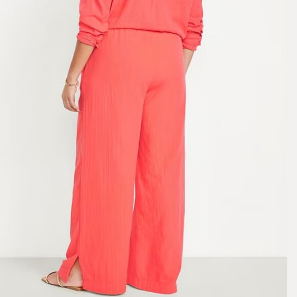 Old Navy High-Waisted Crinkle Gauze Super Wide-Leg Pants in Coral (XL) NWT! - Picture 2 of 12